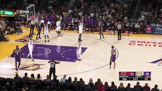LeBron James bearhugging Jarrett Allen for no reason and getting free throws 