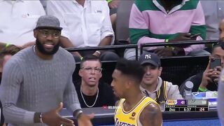 LeBron James coaching the Lakers from the sidelines   Spurs vs Lakers