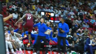 PJ Tucker diving at the Bucks bench   Heat vs Bucks   2021-22 NBA Season