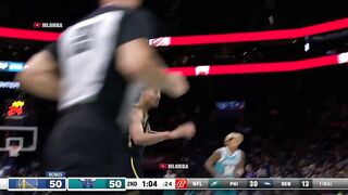 Steph Curry with eyes in the back of his head passes to Jordan Poole for the dunk