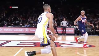 Steph Curry with the shimmy after hitting deep 3 against the Nets!
