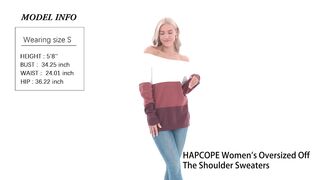 HAPCOPE Women's Off The Shoulder Sweaters Oversized Pullover Knit Jumpers Tunic Tops