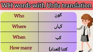 WH Question Words with Urdu translation | Wh family words | what, why, who ,how many ,which