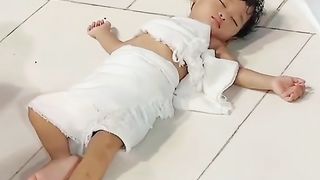 mashallah cute baby |sleeping in haram