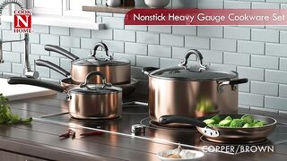 Cook N Home 8-Piece Nonstick Heavy Gauge Cookware Set, Marble
