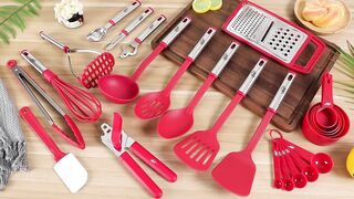 Kitchen Utensils Set, Cooking Utensils Set, Non Stick and Heat Resistant Kitchen Gadgets, 24 Pcs Nylon and Stainless Steel Kitchen