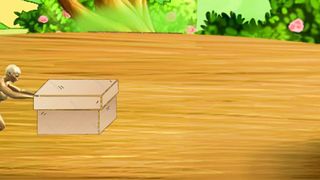 3d animated cartoon girl push a box