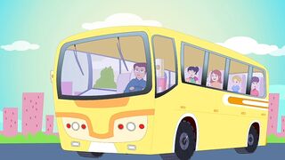 The wheels on the bus goes round and round cartoon  kids song | KidsJoy |