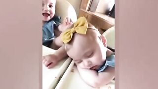 Twins baby in action