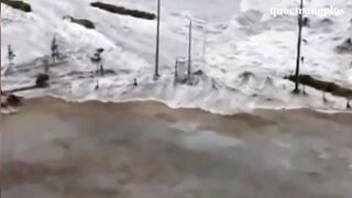 Japan Tsunami Caught On Camera  Ocean Overtops Wall