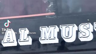 Pakistan beautiful bus in snow fall.