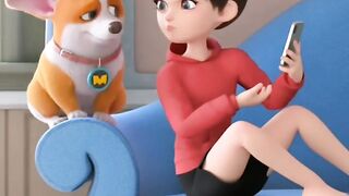Cute girl with puppy|cartoon|funy cartoon|dog with girl