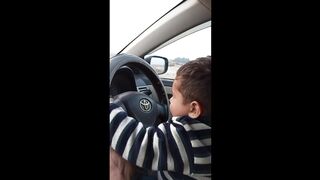 One year baby car driving