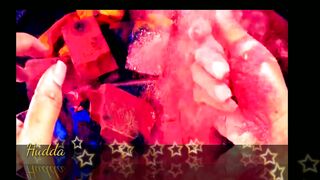 Deep colorful Dyed Gym chalk crush.satisfying crush