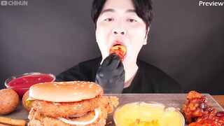 ASMR MUKBANG _ Bugers -- Fried Chicken -- French Fries -- EATING