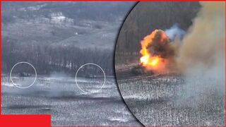 The shooting of advancing Russian tanks