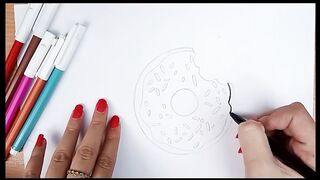 how to draw a cute donut/how to draw a donut step by step/