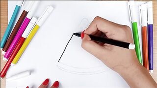 how to draw and color watermelon/draw watermelon step by step/cute watermelon coloring/