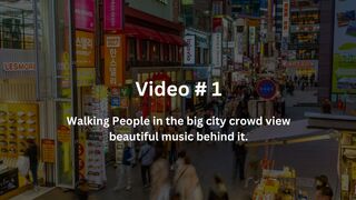 Walking People in the big city crowd view beautiful music behind it.