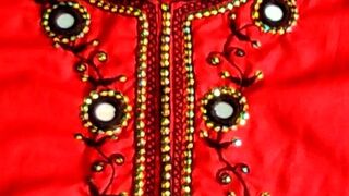 Mirror work for neck design sindhi Embroidery