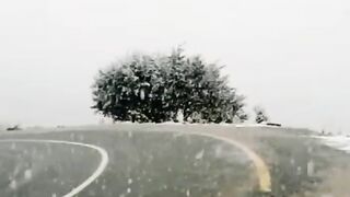 Snowfall in village