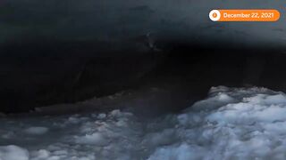 Drone views of Swiss ice cave caused by climate change