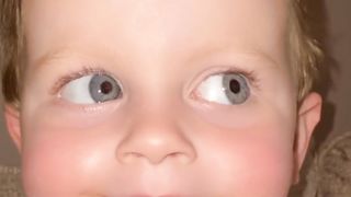 Cute baby shows funny reaction