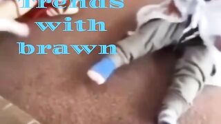 A cute dog fighting with baby