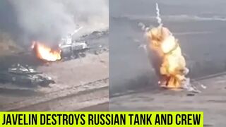 Ukrainian forces destroy Russian T-80 tank and BMP