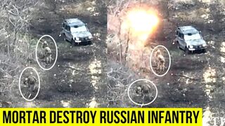 Ukrainian Mortars destroy Russian troops inside their base in Bakhmut