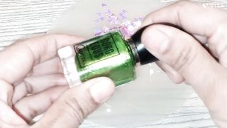 Slime ASMR with makeup eyeshadow lipstick mixing into clear slime satisfying videos