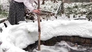 Traditional laundry washing in rural Romania ????????