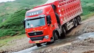 Truck crossing river