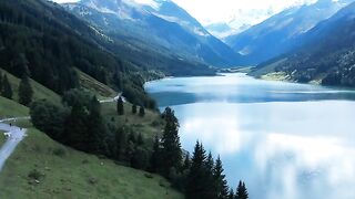 Blue sea with green landscape