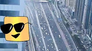 Sheikh zayed road and Burj khalifa after heavy rain, Dubai