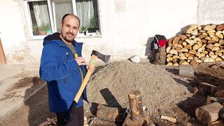 Baloch Guy Enjoying Village life in Romania, Cutting woods ????