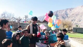 With cheldran in Afghanistan