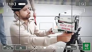 Speed checking by motorway police