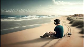 Lofi beats lone time in the beach