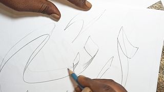 Name calligraphy with double pencil 2023