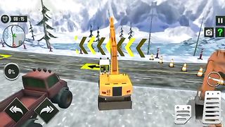"Operating a Crane and Clearing the Road: Loading Truck with Ice and Bulldozer Adventure"