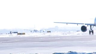 Boing 767 Airplane Taxis With A320 Take off