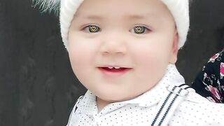Cute baby girl watch video