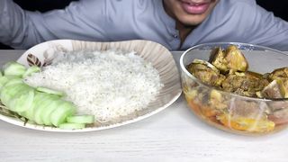 ASMR EATING SPICY MUTTON CURRY+WHITE RICE+GREEN CHILLI l BIG BITES l FOOD VIDEOS