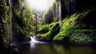 Relaxing waterfall, river, montain nature View