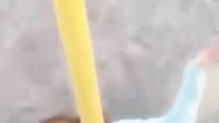 Girl hanging upside down