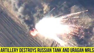 Ukrainian artillery destroys Russian T-72 tank