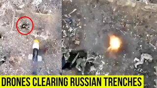Ukrainian drones clearing out Russian dug-outs