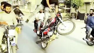 motor bike one wheeling