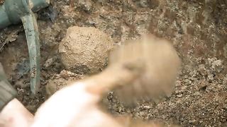 Bulding Complet and warm survival Sheltar !  Bushcraft earth hut  grass roof & fireplace